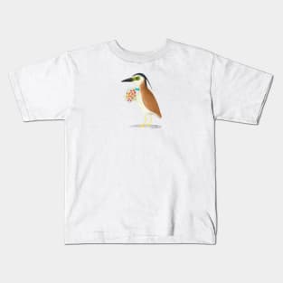 Nankeen Night Heron with a floral bouquet Kids T-Shirt